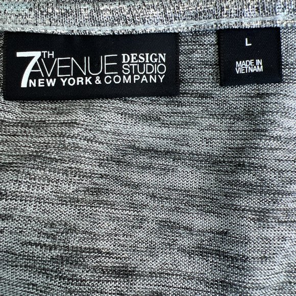 Seventh Ave Metalic Silver Blouse Half Ruffle Sleeve Polyester Blend Size L - Picture 5 of 7